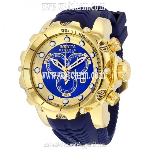 Invicta Venom Chronopgraph Blue and Gold Dial Blue Silicone Men's Watch 20402