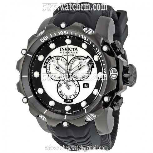 Invicta Venom Chronopgraph Silver and Black Dial Black Silicone Men's Watch 20398