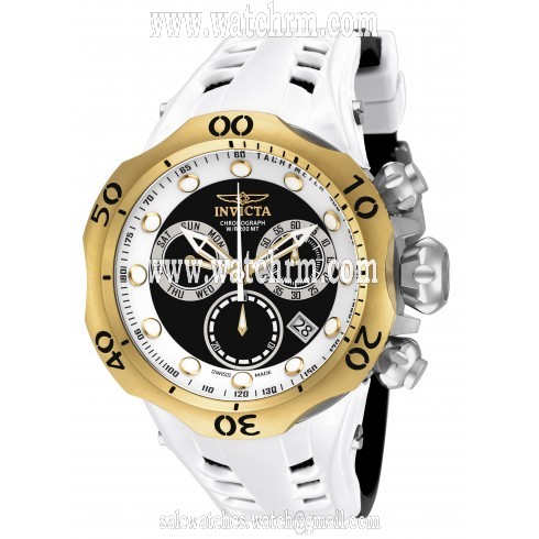 Invicta Venom Reserve Chronograph Black and White Dial White Polyurethane Men's Watch 16991