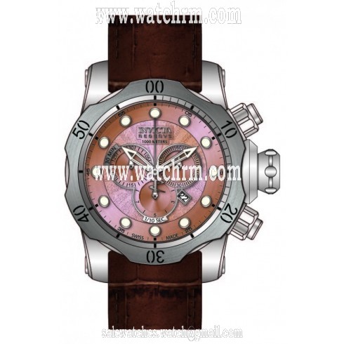 Invicta Venom Rose Gold Dial Brown Leather Men's Chronograph Watch 80695