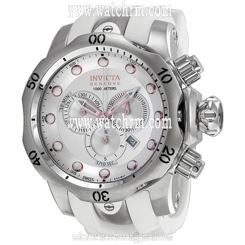 Invicta Venom Silver Dial Chronograph White Rubber Men's Watch 11852