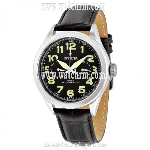 Invicta Vintage Black Dial Black Leather Men's Watch 11741