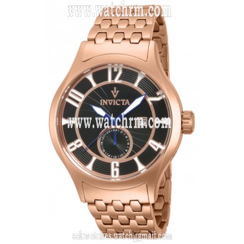 Invicta Vintage Black Dial Rose Gold-plated Men's Watch 12233
