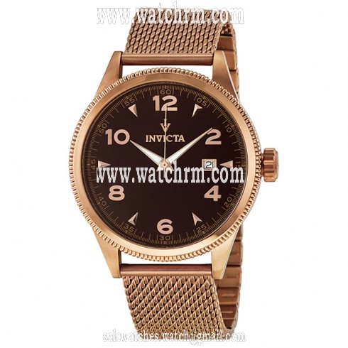 Invicta Vintage Brown  Dial Rose Gold-tone PVD Men's Watch 12201