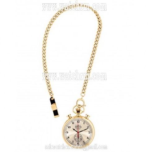 Invicta Vintage Champagne Dial Gold-tone Pocket Watch with a Gold-tone Chain 19672