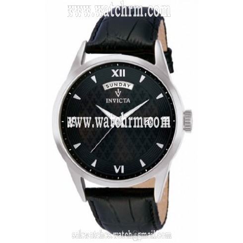 Invicta Vintage Charcoal Dial Black Leather Strap Men's Watch 12243