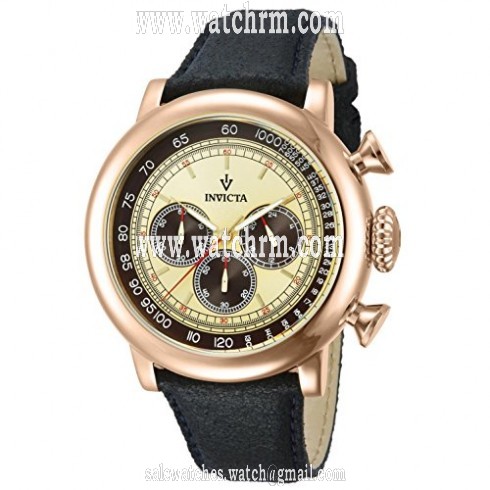 Invicta Vintage Chronograph Beige and Brown Dial Brown Leather Men's Watch 13060