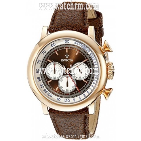 Invicta Vintage Chronograph Brown and Silver Dial Brown Leather Men's Watch 13059