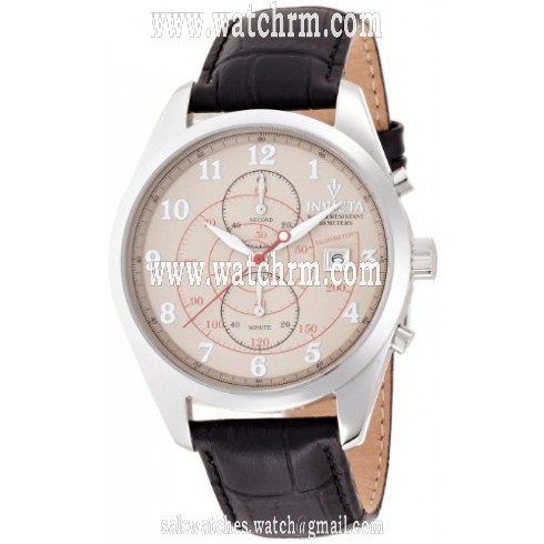 Invicta Vintage Chronograph Ivory-tone Dial Black Patent Leather Strap Men's Watch 12386