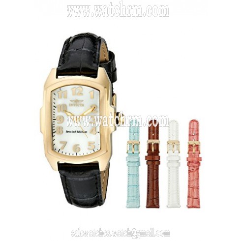 Invicta Vintage Lupah Mother of Pearl Dial Interchangeable Leather Ladies Watch 13834