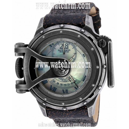 Invicta Vintage Mother of Pearl Dial Black Leather Men's Watch 18591