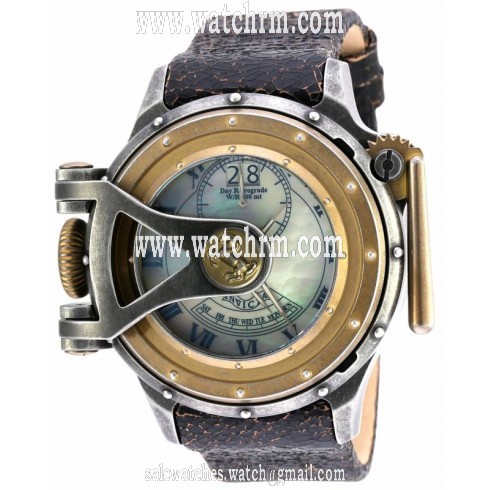 Invicta Vintage Mother of Pearl Dial Black Leather Men's Watch 18592