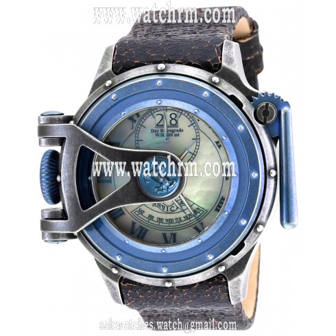 Invicta Vintage Mother of Pearl Dial Black Leather Men's Watch 18594