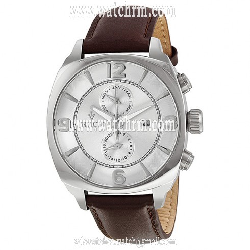Invicta Vintage Quartz Silver Dial Brown Leather Strap Men's Watch 12206