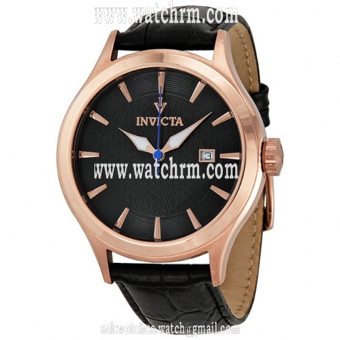 Invicta Vintage Silver Dial Black Leather Men's Watch 12239
