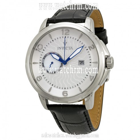 Invicta Vintage Silver Dial Black Leather Strap Men's Watch 12218