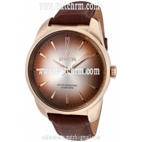 Invicta Vintage Silver-brown Dial Leather Band Quartz Men's Watch 11740