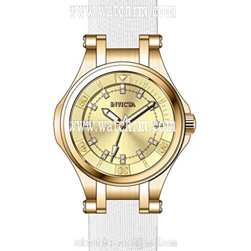Invicta Wildflower Gold Dial White Polyurethane Ladies Watch 21756