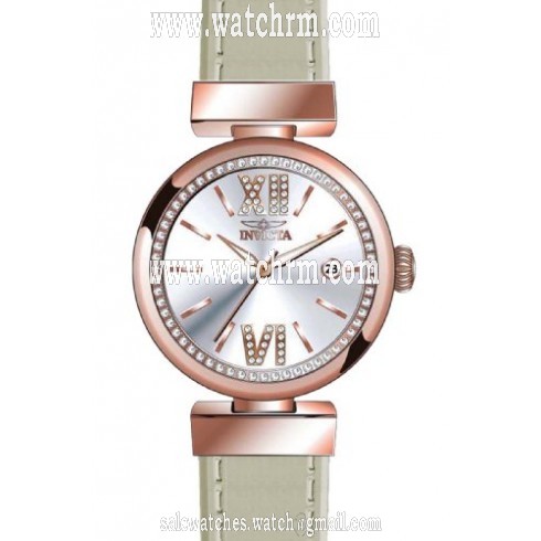 Invicta Wildflower Silver Dial Gray Leather Ladies Watch 15545