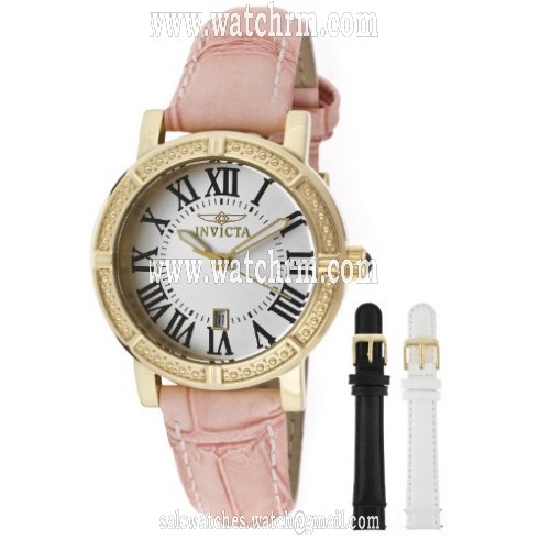 Invicta Wildflower Silver Dial Three Leather Straps Ladies Watch 13968