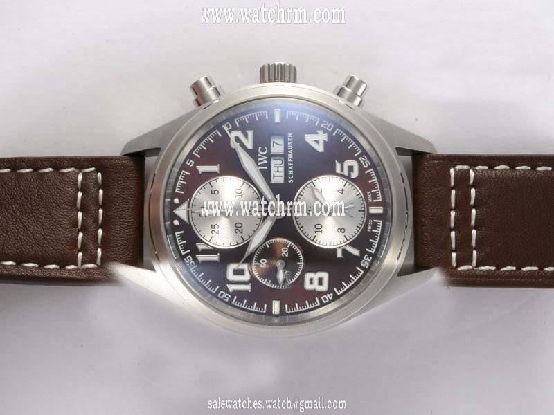 IWC Antoine Saint-Exupery IW371709 Round Grey Ostrich Leather Strap Grey Dial Watch