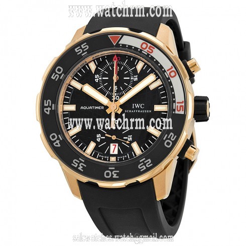 IWC Aquatimer Black Dial 18kt Rose Gold Black Rubber Men's Watch IW376905