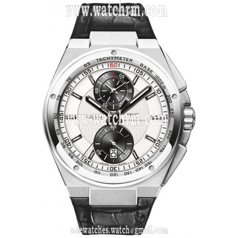 Iwc Big Ingenieur Rhodium Dial Chronograph Black Leather Men's Watch IW378403