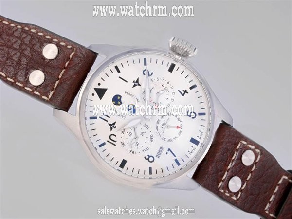IWC Classic Pilots IW325512 Round Brown Ostrich Leather Strap White Dial Watch