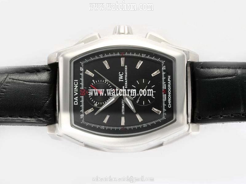 IWC Da Vinci Chronograph IW376413 Black Ostrich Leather Strap Hexagonal Midsize Watch