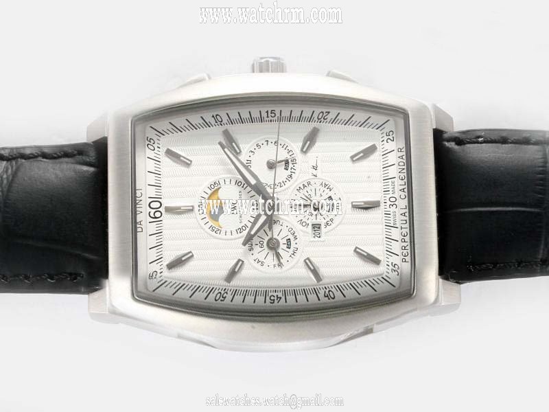 IWC Da Vinci Kurt Klaus IW376204 Black Ostrich Leather Strap Stainless Steel Bezel Midsize Watch