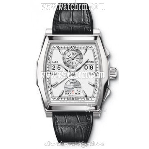 IWC Da Vinci Silver Dial Black leather Chronograph Men's Watch IW376106
