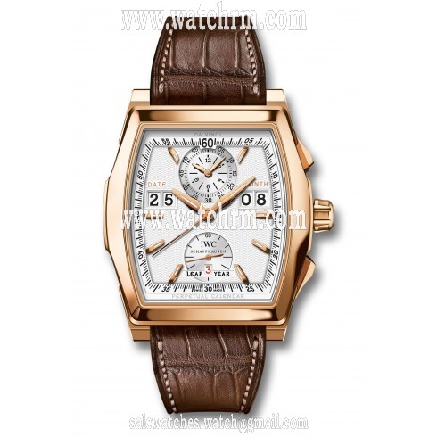 IWC Da Vinci Silver Dial Brown Leather 18k Rose Gold Chrono Men's Watch IW376107