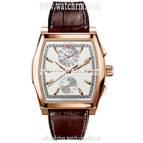 IWC Da Vinci Silver Dial Brown Leather 18k Rose Gold Chrono Men's Watch IW376418