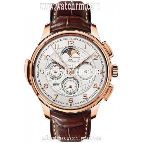 IWC Grande Complication Silver Dial 18k Rose Gold Brown Leather Automatic Men's Watch IW377402