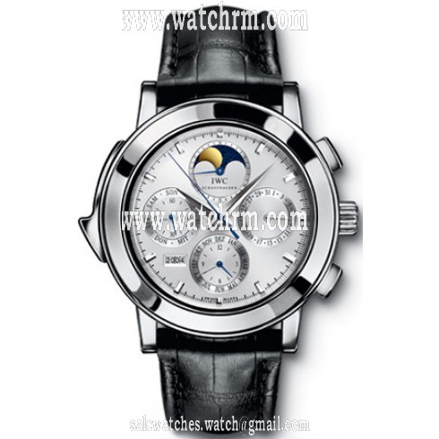 IWC Grande Complication Silver Dial Chronograph Black Leather Strap Automatic Men's Watch IW377013