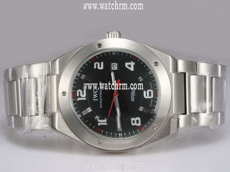 IWC Ingenieur Automatic IIW323604 Silver Stainless Steel Strap Black Dial Round Watch