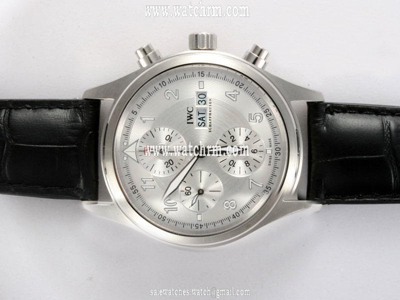 IWC Pilots Classic Chronograph IW371701 39mm White Dial Black Cow Leather Strap Watch