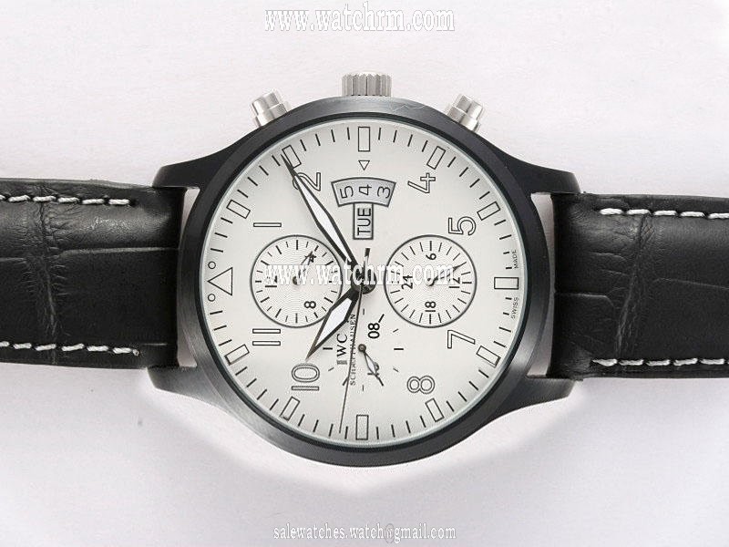 IWC Pilots Classic Chronograph IW371701 Automatic PVD Bezel White Dial Watch