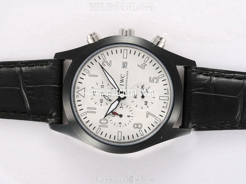 IWC Pilots Classic Chronograph IW371701 Quartz Chronograph White Dial PVD Bezel Watch