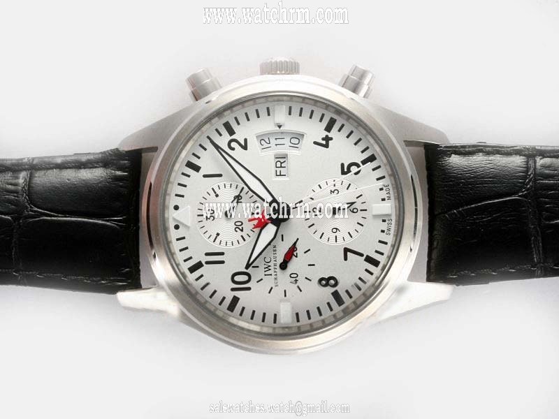 IWC Pilots Classic Chronograph IW371701 Stainless Steel Bezel White Dial Watch