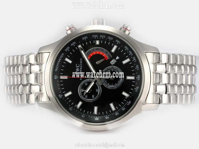 IWC Pilots Classic Chronograph IW371704 Round Black Dial Silver Stainless Steel Strap Watch