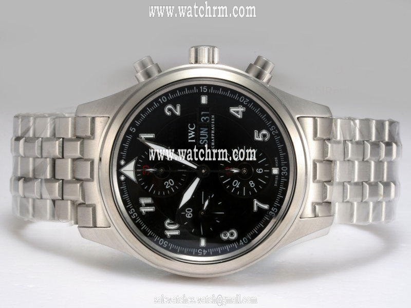 IWC Pilots Classic Chronograph IW371704 Round Black Dial Stainless Steel Case Watch