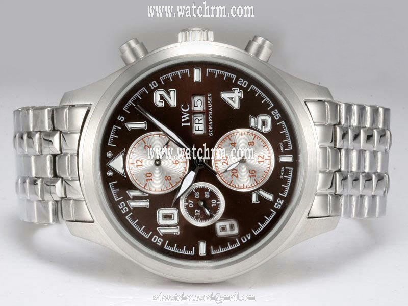IWC Pilots Spitfire Chronograph IW371705 Silver Stainless Steel Strap Black Dial Watch