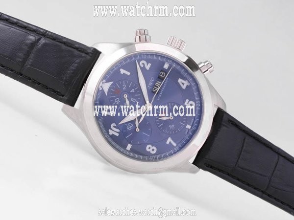 IWC Pilots Spitfire IW371712 Black Ostrich Leather Strap Stainless Steel Bezel Midsize Watch
