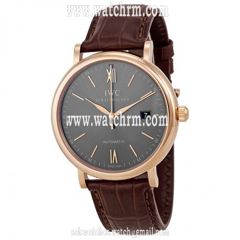IWC Portofino Automatic Grey Dial Brown Leather Strap Men's Watch IW356511