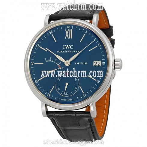 IWC Portofino Blue Dial Black Leather Men's Watch IW510106