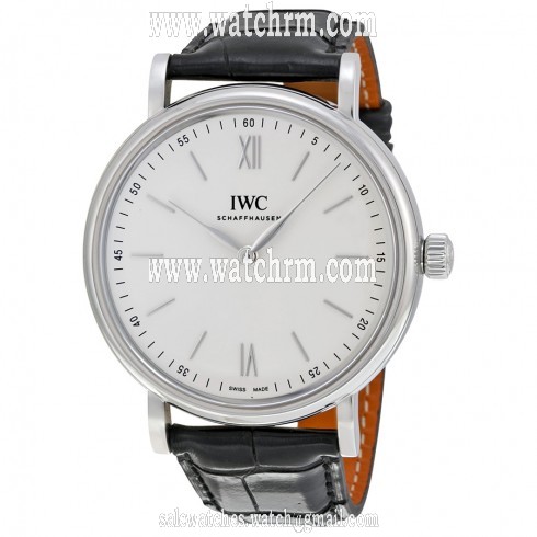 IWC Portofino Silver Dial Stainless Steel Black Leather Men's Watch 5111-02