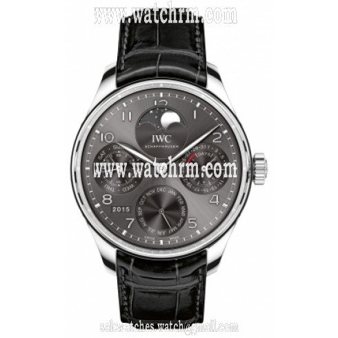 IWC Portugeiser Perpetual Calendar Slate Grey Dial 18K White Gold Automatic Men's Watch IW503301