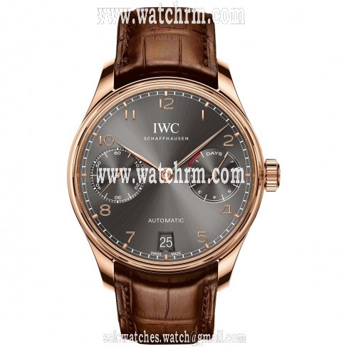 IWC Portugeiser Slate Grey Dial 18K Rose Gold Automatic Men's Watch IW500702