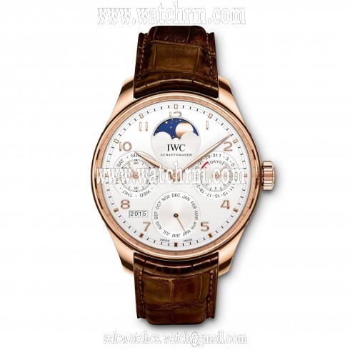 IWC Portugieser Moon and Stars Silver Dial 18K Rose Gold Automatic Men's Watch IWC5033-02